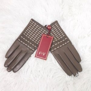 Brown Genuine Leather Gloves Size 7.5M